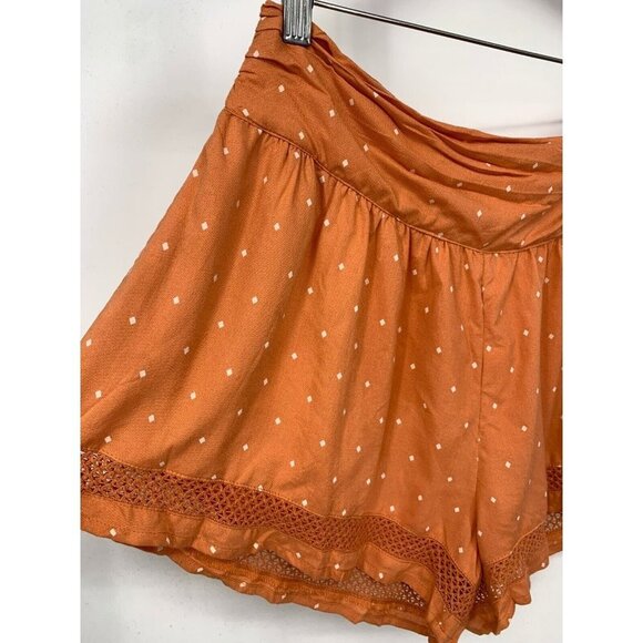 Roxy Short Size Small Rust Boho Dreams Flowy Viscose Festival Crochet Women New - Picture 3 of 8
